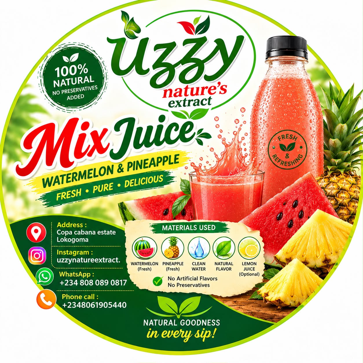 Uzzy mix juice label